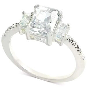 Charter Club Silver-Tone Crystal Triple-Stone Ring NWT 6,8,9,10,11